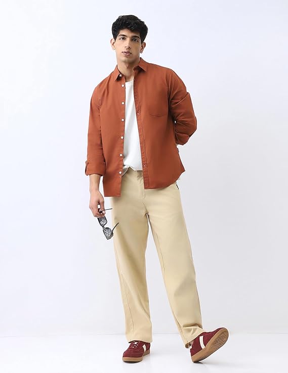 urbano fashion men's cotton full sleeve regular fit casual solid shirt