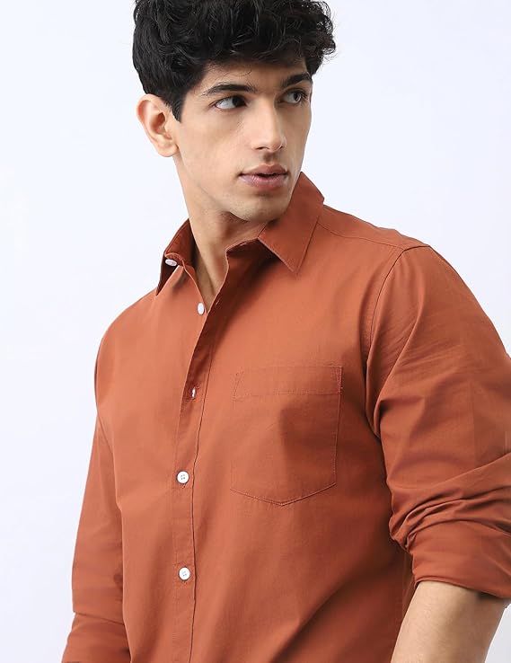 urbano fashion men's cotton full sleeve regular fit casual solid shirt