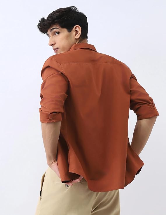 urbano fashion men's cotton full sleeve regular fit casual solid shirt