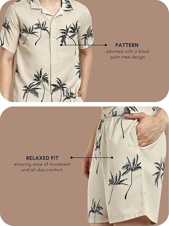 leriya fashion co ord set for men – t shirt & shorts nightwear set | summer loungewear, beachwear & night suit for daily comfort
