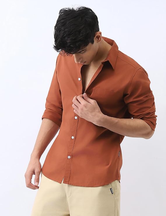 urbano fashion men's cotton full sleeve regular fit casual solid shirt