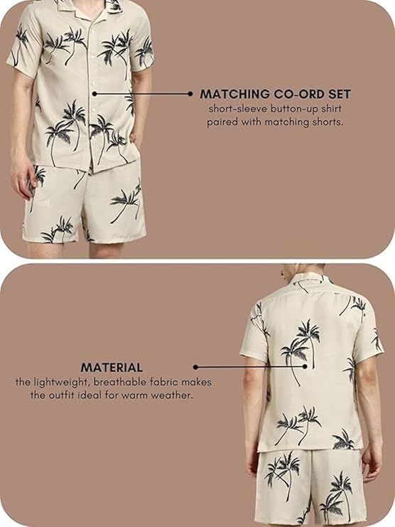 leriya fashion co ord set for men – t shirt & shorts nightwear set | summer loungewear, beachwear & night suit for daily comfort